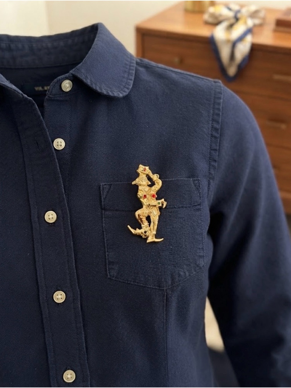 Gold Jester Brooch Pin - Men's Accessory